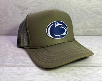 New Penn State Logo Army Green Trucker 