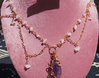 Draht Gewickelt Amethyst Halskette, Edelstein Schmuck für Schutz, Inneren Frieden und Erdung