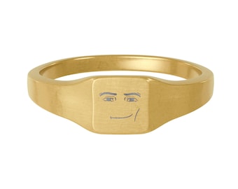Classic Roblox Face Ring Nostalgia Gamer Face Engraving Square Stainless Steel ROBLOX inspired