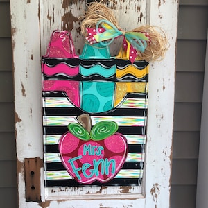 Crayon Box Door Hanger, Classroom Door Hanger, Teacher Door Hanger, School Door Hanger, Crayon box Attachment