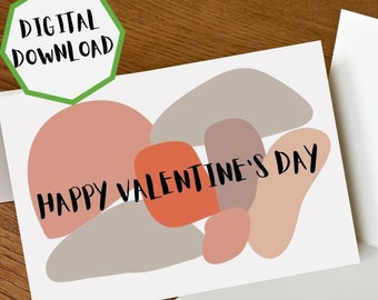 Printable Happy Valentine’s Day Card | Abstract Valentine Card | Instant Download