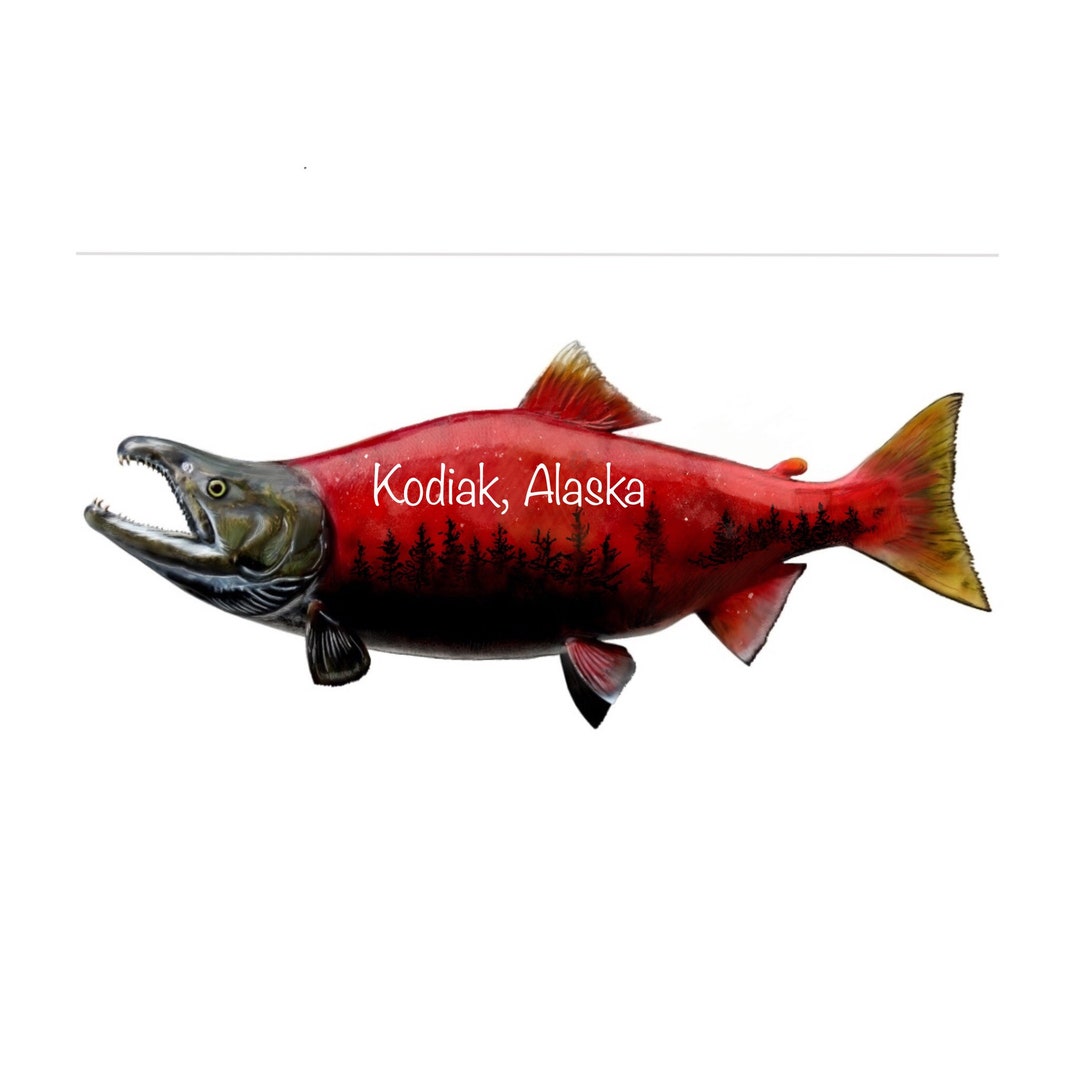 Red Salmon Sticker - 4 Inch - Etsy