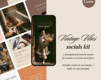 Moody Vintage Canva Templates | Old Money Aesthetic Branding Kit | Neutral Instagram Template Pack for Coaches & Creatives