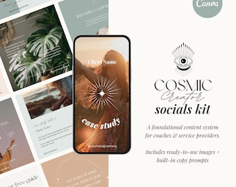 Plantillas modernas de estilo boho para Instagram / Publicaciones femeninas en Canva + Imágenes de archivo para coaches, creativos y profesionales del bienestar