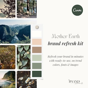 Earthy Brand Kit for Wellness & Spiritual Brands: Nature-Inspired Stock Images, color palette and fonts