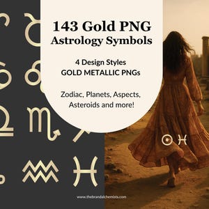 Símbolos do Zodíaco Dourados PNG Astrologia Clipart Elementos de Marca Espiritual Canva Clipart para Empreendedores Espirituais Gráficos Celestiais