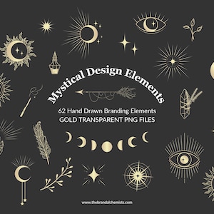 Gold Mystical Design Elements | Mystical Clipart | Star Graphics | Boho Design | Celestial Clipart | Gold Logo Design | Cricut