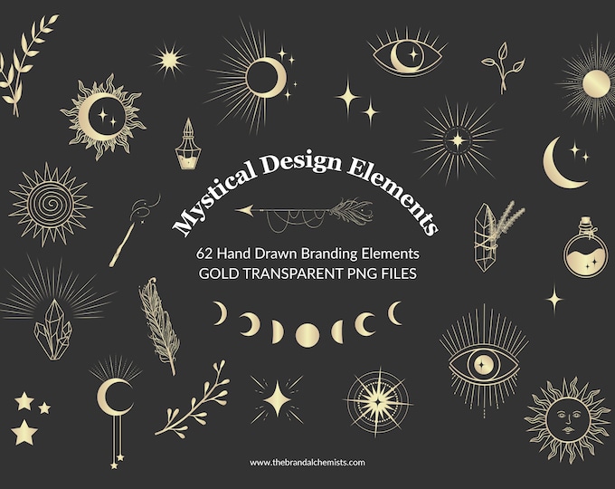 Magic Style Graphics Celestial Magic Clipart Graphics Bundle | Mystical Set of 205 ...