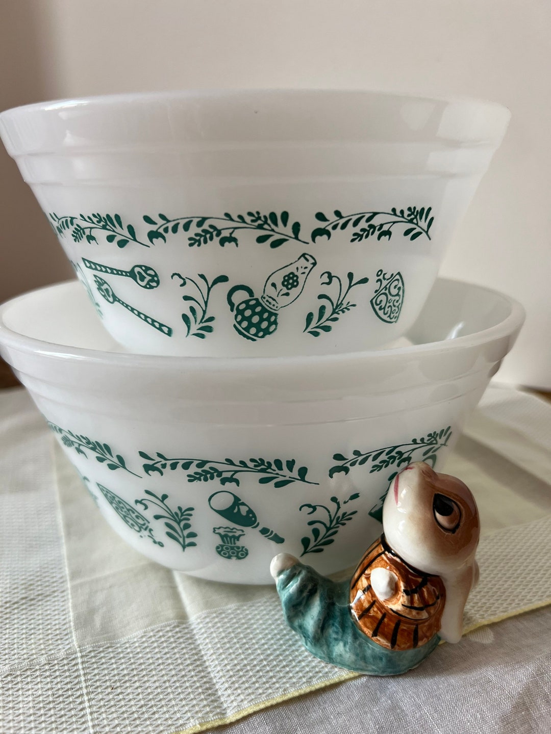 Vintage Federal Glass Mixing Bowl Scandinavian Pattern Kitchen Retro Etsy