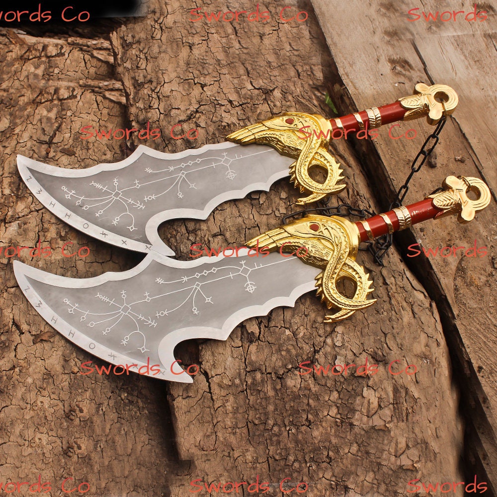 Twin Blade Kratos Sword Set Real Metal Blades of Chaos Replica With