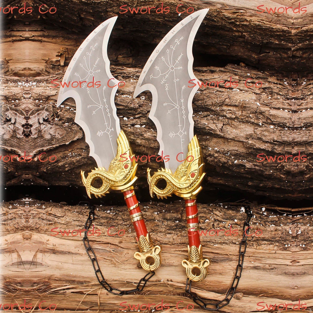 Twin Blade Kratos Sword Set Real Metal Blades of Chaos Replica With
