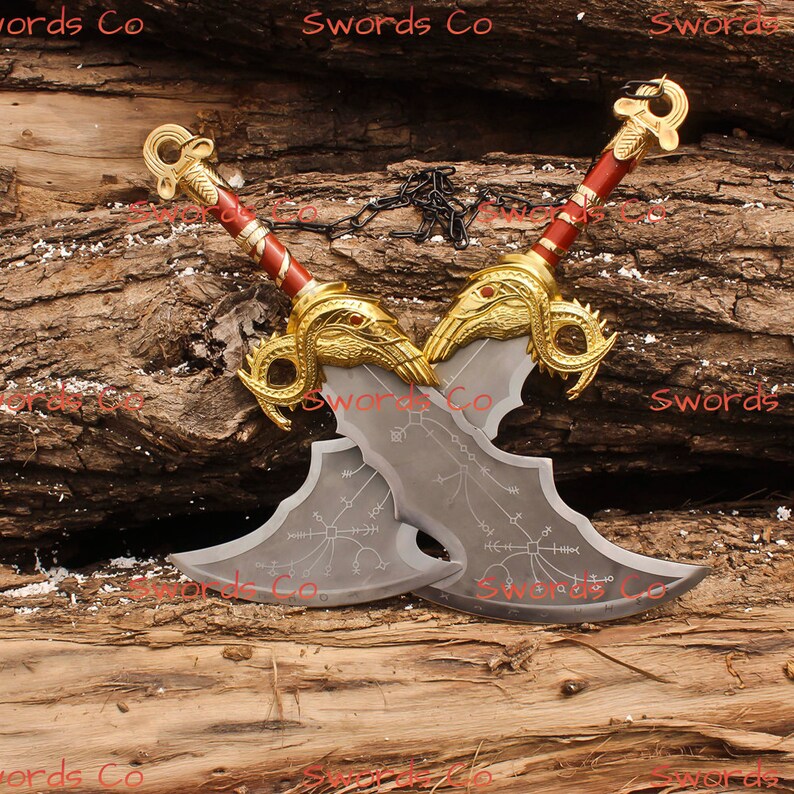 Twin Blade Kratos Sword Set Real Metal Blades of Chaos Replica With
