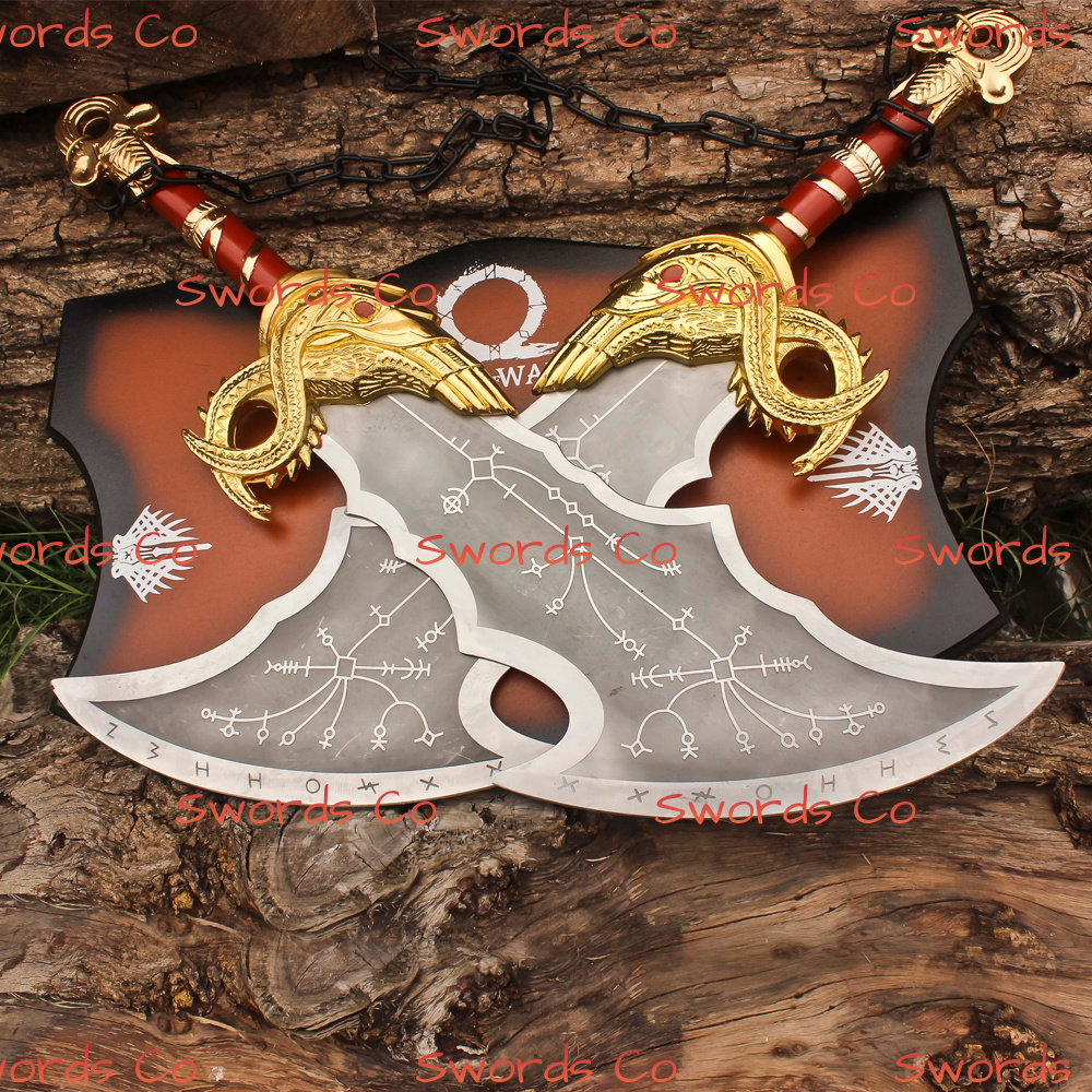Twin Blade Kratos Sword Set Real Metal Blades of Chaos Replica With