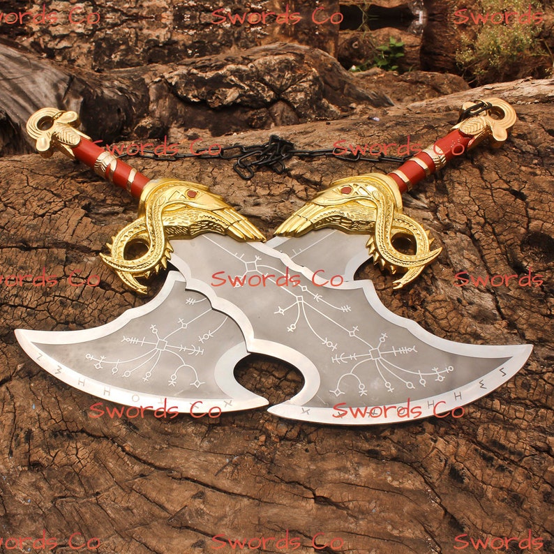 Twin Blade Kratos Sword Set Real Metal Blades of Chaos Replica With