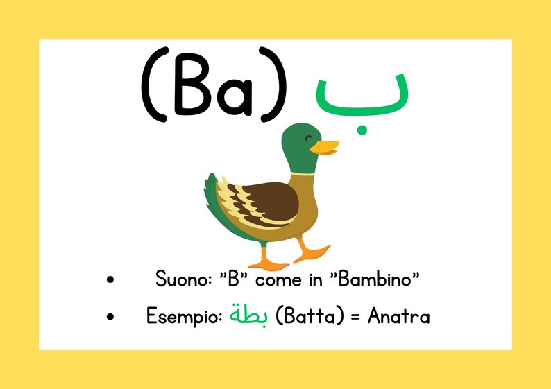 Arabic-italian Flashcards for Children (ages 3–6) - Etsy Canada