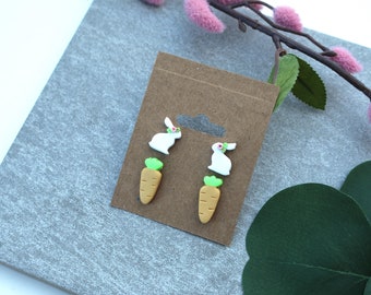 Easter Clay Earrings Studs | Bunny Clay Studs | Flower Studs | Spring Earrings