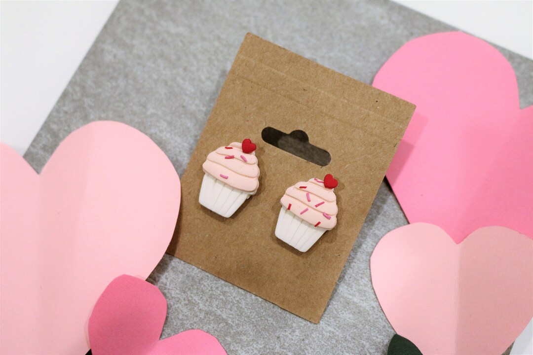Sprinkle Cupcake Clay Studs Cupcake Clay Earrings Etsy