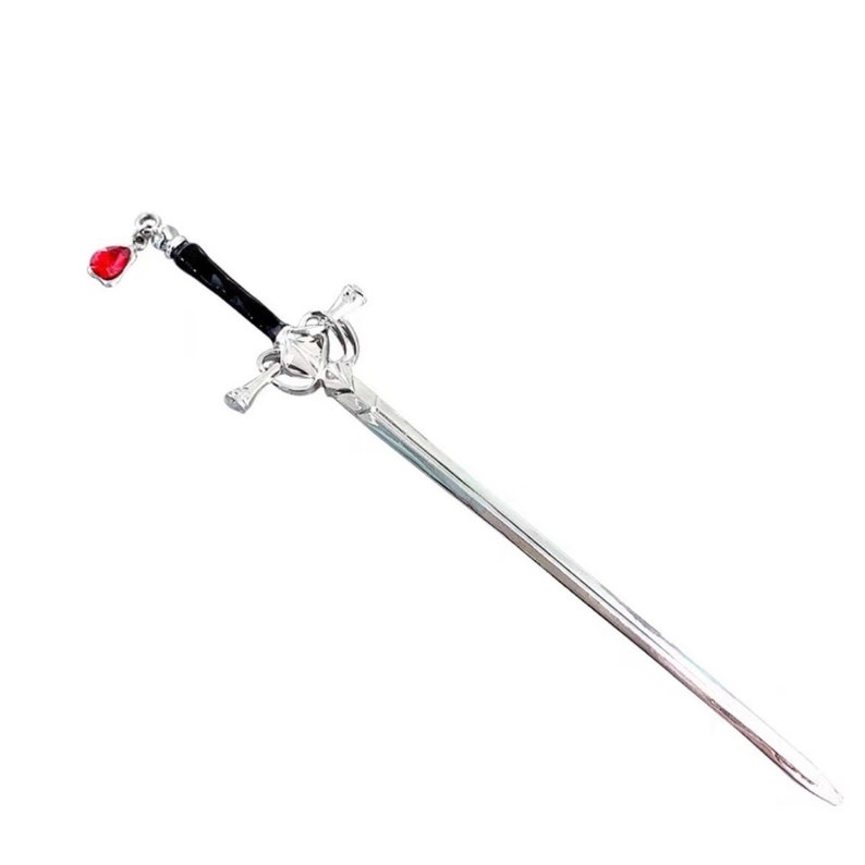 Sword Hairpin, Cosplay Accessories,Punk Sword Hairpins, Sword Hair Sticks, Sword Bun Holders, Punk Metal Sword Hairpin Silver Black Handle