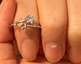 Sierlijke sterring, verstelbare ring, kleine multi-sterrenring, minimalistische ring, sterkristalring