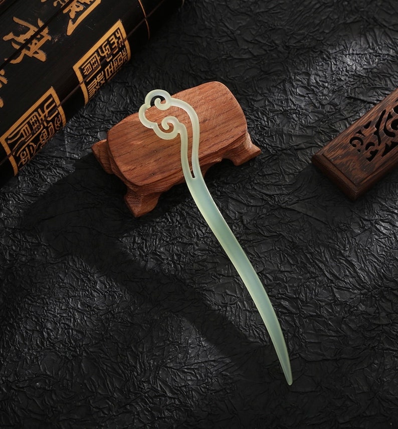 Jade-Haarnadel, Hanfu-Zubehör, Quasten-Haargabel, chinesische Haar-Accessoires Jade option 1