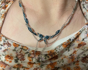 Fairycore blau Y2K Schmetterling Choker Halskette, Blauer Schmetterling Anhänger Butterfly Punk Choker, Edgy Schmetterling Kette