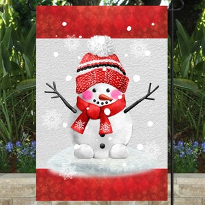 Snowman Winter Garden Flag, Christmas PNG File (Digital Download)