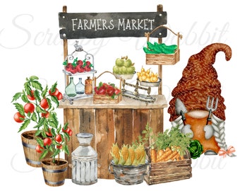 Digital Design, PNG File, Download, Sublimation, Digital File, PNG, Printable Design, Gnome, Gnomes, Farm Fresh, Veggies, Fruit Stand, Farm