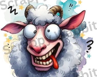 Sheep, Eye Roll, Funny, Quirky, Download Image, Digital Design, PNG File