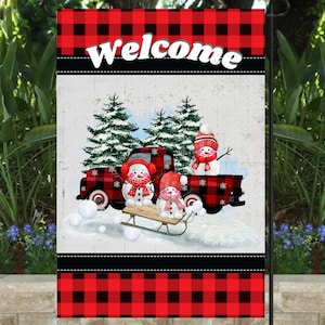 Flag, 2 Digital Design, PNG, Digital, Garden Flag, Yard Flag, Blank, Welcome, Winter, Christmas, Holiday, Snowman, Snow, Hello Winter
