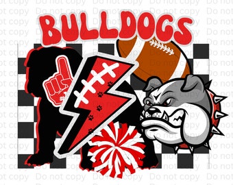 Bulldogs-mascotte PNG: sublimatieontwerp sportteam (digitale download)