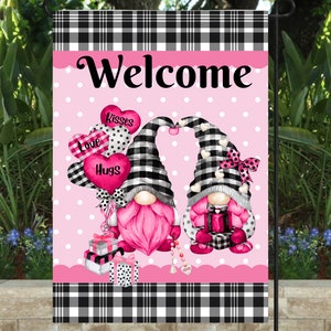 Flag, Digital Design, PNG, Digital, Printable, Personalize, Garden Flag, Yard Flag, Valentine's Day, Love, Valentines, Gnome