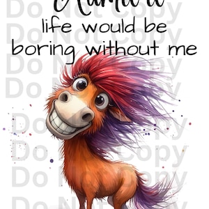 Digital Design, PNGs, Digital, Printable, Personalize, Blank, Quirky, Horse, Admit It Life Would Be Boring