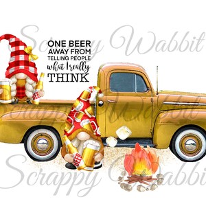 2 Digital Designs, 2 PNG Files, Sublimation, Personalize, Blank, Printable, Gnome, Gnomes, Beer, One Beer Away, Beer O&#39;Clock