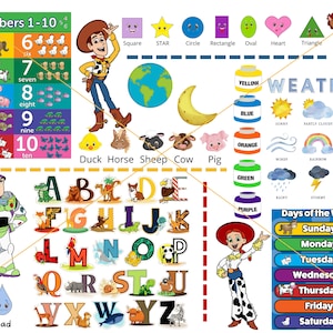 Diseño digital, archivo PNG, descarga, sublimación, archivo digital, PNG, almohada de aprendizaje, aprendizaje, aprender, niños, almohada, enseñanza, Toy Story