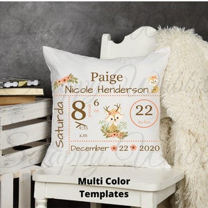 Digital Design, PNG File, Download, Sublimation, Digital File, Printable Design, Baby, Baby Stats, Pillow Blank, Personalize, Baby Gift