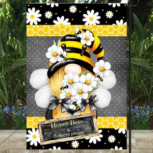 Flag, Digital Design, PNG, Digital, Printable, Personalize, Garden Flag, Yard Flag, Welcome, Gnome, Gnomes, Summer, Bee our Guest