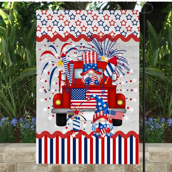 Flag, Digital Design, PNG, Digital, Printable, Personalize, Garden Flag, Yard Flag, Welcome, Gnome, 4th of July, July 4th, Independence Day