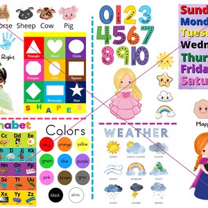 Digital Design, PNG File, Download, Sublimation, Digital File, PNG, Printable, Learning Pillow, Learning, Kids, Teaching, Princess