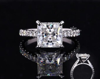 1.5 Carat Princess Cut Engagement Ring, Square Wedding Ring Promise Ring For Her, Anniversary Ring, 14K Solid White Gold Ring, Proposal Ring