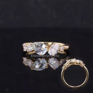 Multi Shape Half Eternity Wedding Band for her, Multi Shape Cut Moissanite Eternity Ring, Wedding Proposal Multi Shape Moissanite Ring