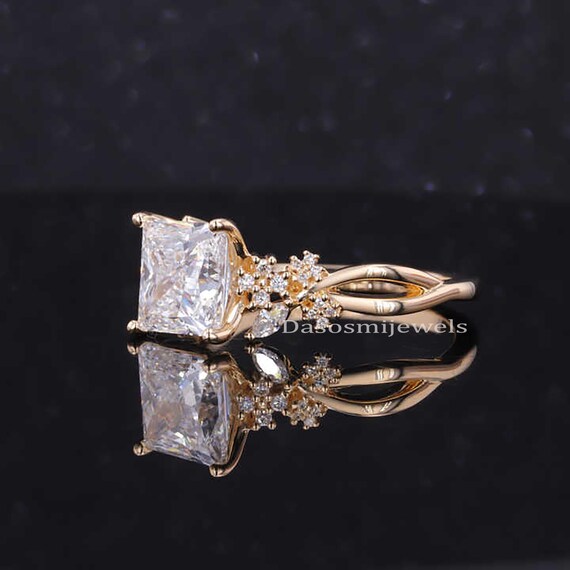 Vintage CT Princess Cut Moissanite Bridal Ring, Alternative