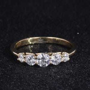 Round-Cut Five Stone Anniversary Band/ Five Stone Simulated Diamond Anniversary Ring/ Moissanite Anniversary Ring for Women