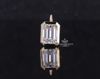 Emerald Cut Moissanite Necklace Pendant, Bezel Set Necklace Pendant, Luxury Emerald Necklace Pendant, Anniversary Gift, Christmas Gift