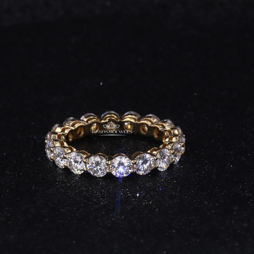 Round Moissanite Eternity Band, 14K Yellow Gold Full Eternity Ring ...