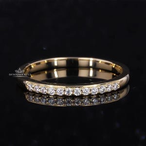 1.60 MM Round Moissanite Band, Minimalist Wedding Band, Round Cut Moissanite 1/4 Eternity Band, Anniversary Gift, Proposal Band For Women