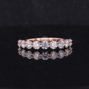 Round Brilliant Cut Colorless Moissanite nine Round Eternity Wedding Band,Matching Band,Anniversary Gift For Her SolidGold ring Shared Prong