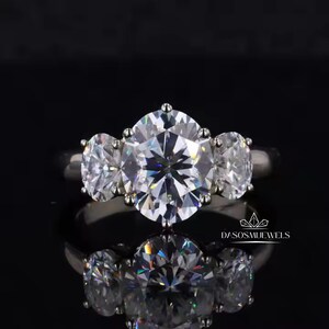 Oval Three Stone Engagement Ring, Oval Cut Moissanite Ring, Anniversary Gift Ring, Gift For Her Wedding Ring For Women, Trilogy Ring For Her