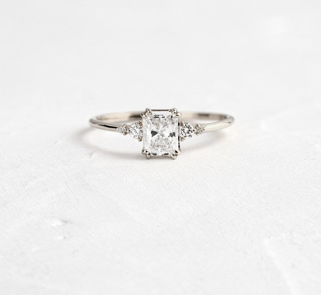 2 Ct Gold Radiant Cut Engagement Ring. Diamond Simulant. Wedding Ring ...