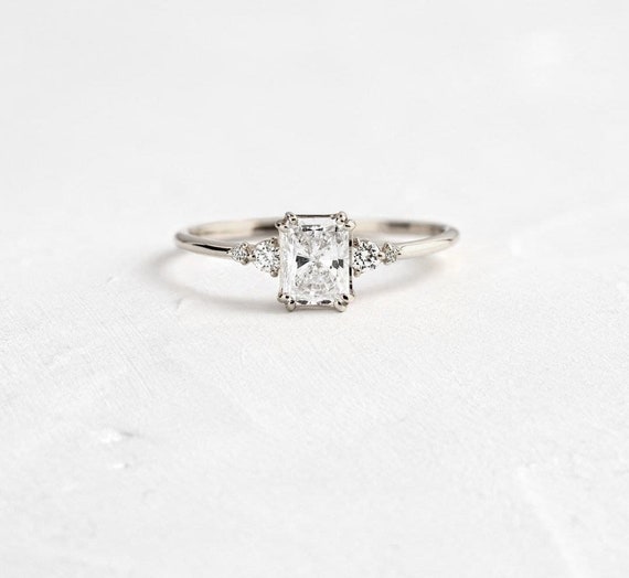 2 Ct Gold Radiant Cut Engagement Ring. Diamond Simulant. | Etsy