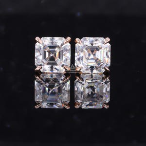 1.5 CT Asscher Cut Solitaire Stud, Push back And Screw Back Stud, Solid Gold Asscher Moissanite Stud, Anniversary Gift Stud For her